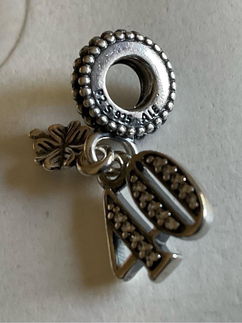 Pandora Silver 40 and Clover Dangle Charm
